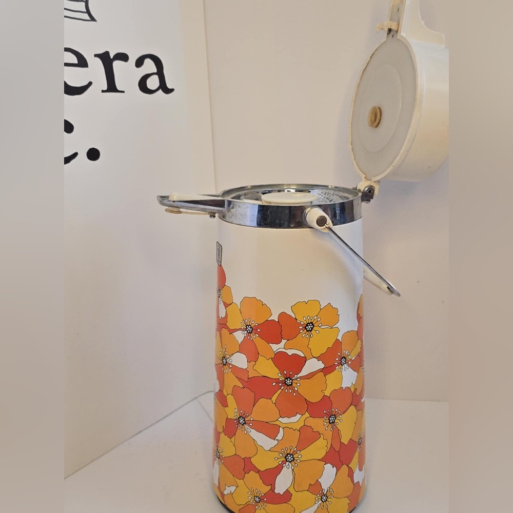 Vintage 70s King Air Pot Floral Pump Vacuum Dispenser Hot Cold Coffee  EUC MCM - Picture 2 of 6